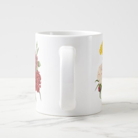 ヴィンテージカーネーションディアンツスガーデンフラワーズリドゥート ジャンボコーヒーマグカップ (裏面)