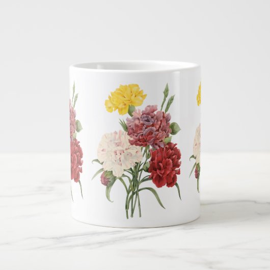 ヴィンテージカーネーションディアンツスガーデンフラワーズリドゥート ジャンボコーヒーマグカップ (正面)