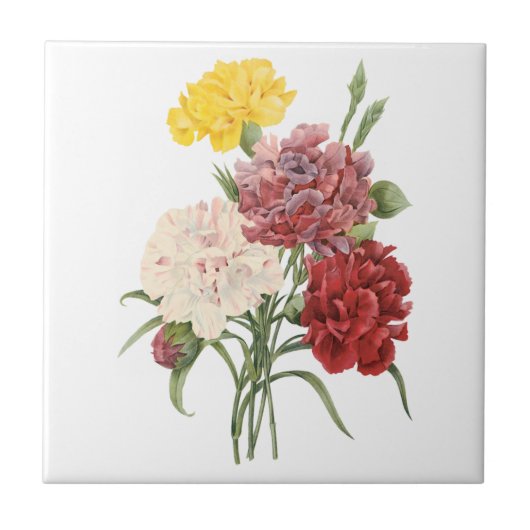ヴィンテージカーネーションディアンツスガーデンフラワーズリドゥート タイル (正面)