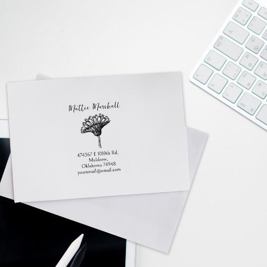 ヴィンテージカーネーションフラワーカスタム差出人住所 ラバースタンプ