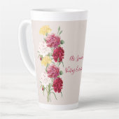 ヴィンテージカーネーションフローライラストレーション カフェラテマグ (左アングル)