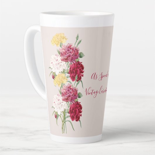 ヴィンテージカーネーションフローライラストレーション カフェラテマグ (左アングル)