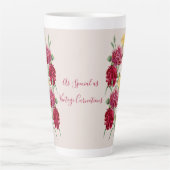 ヴィンテージカーネーションフローライラストレーション カフェラテマグ (正面)