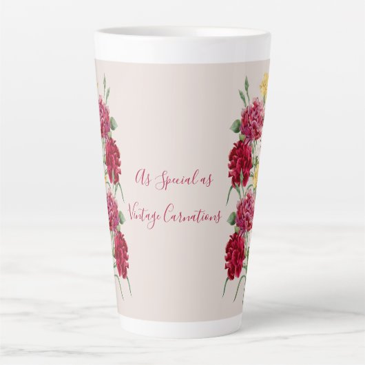 ヴィンテージカーネーションフローライラストレーション カフェラテマグ (正面)