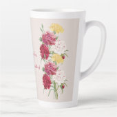 ヴィンテージカーネーションフローライラストレーション カフェラテマグ (右)