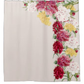 ヴィンテージカーネーションフローライラストレーション シャワーカーテン (正面)