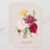 ヴィンテージカーネーション花プリント 招待状 (正面/裏面)