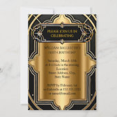 ヴィンテージカーバースデーパーティー金ゴールドブラック1930s 招待状 (裏面)
