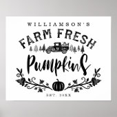 ヴィンテージカーファームフレッシュカボンプキンブラック&ホワイト ポスター (正面)