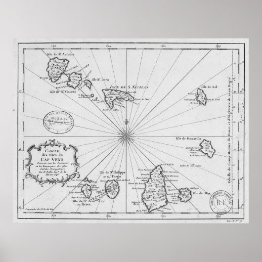 ヴィンテージカーボベルデの地図(1746) ポスター (正面)