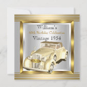 ヴィンテージカーマン60thバースデーパーティー金ゴールド&シルバー 招待状 (正面)