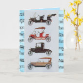 ヴィンテージカーミュージカルハッピーバースデー カード (黄色い花)