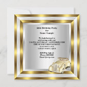 ヴィンテージカーメンズ60thバースデーパーティー金ゴールドホワイト 招待状 (裏面)