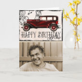 ヴィンテージカーラバー | お誕生日おめでとう、旧友よ フォト カード (黄色い花)