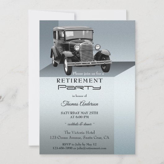 ヴィンテージカーリタイアメントパーティの招待状 招待状 (正面)
