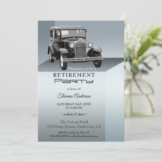ヴィンテージカーリタイアメントパーティの招待状 招待状 (スタンド正面)