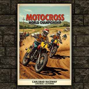 ヴィンテージカールスバッド競走路モトクロスウォールポスター ポスター