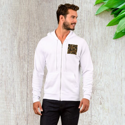 ヴィンテージカールテクスチャ渦巻き旋回Mens Full-Zip パーカ