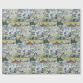 ヴィンテージカールラーソンクレイ魚釣りウィズザファミリー ラッピングペーパー (フラット)