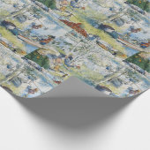 ヴィンテージカールラーソンクレイ魚釣りウィズザファミリー ラッピングペーパー (角)