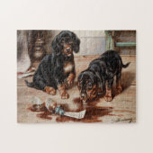 ヴィンテージカール・レイチェルトのドッグス油絵 ジグソーパズル (横)
