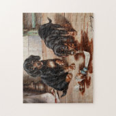 ヴィンテージカール・レイチェルトのドッグス油絵 ジグソーパズル (縦)