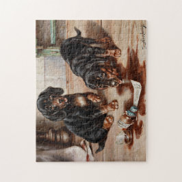 ヴィンテージカール・レイチェルトのドッグス油絵 ジグソーパズル