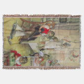 ヴィンテージカールLarssonクリスマスモーニング1894 スローブランケット (正面)
