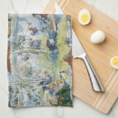 ヴィンテージカールLarsson Cray魚釣りと家族 キッチンタオル (四つ折り)