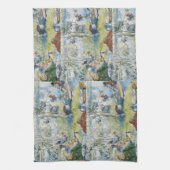 ヴィンテージカールLarsson Cray魚釣りと家族 キッチンタオル (縦)