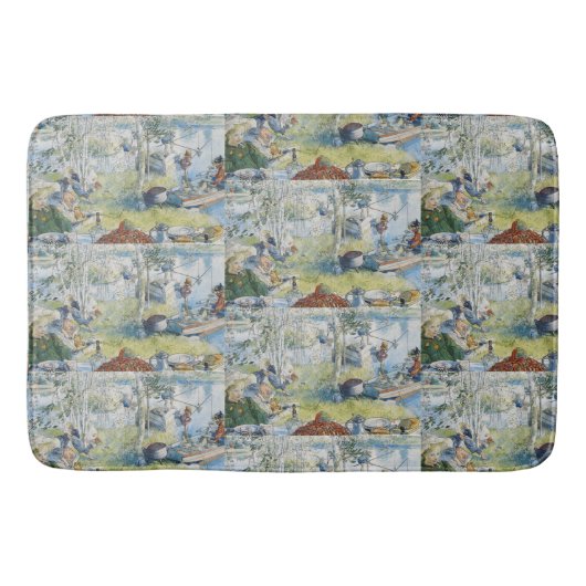 ヴィンテージカールLarsson Cray魚釣りと家族 バスマット (正面)