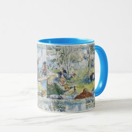 ヴィンテージカールLarsson Cray魚釣りと家族 マグカップ (正面右)