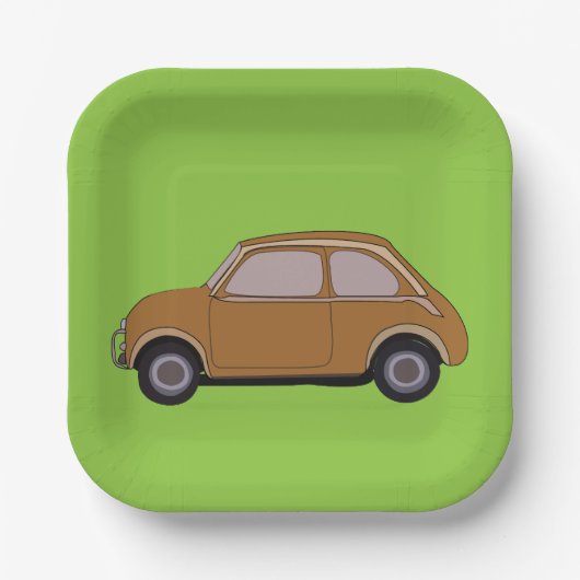 ヴィンテージカーレトロパーティー紙プレート ペーパープレート (正面)