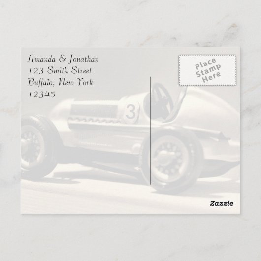 ヴィンテージカーレトロボーイ誕生日サンキュー ポストカード (裏面)