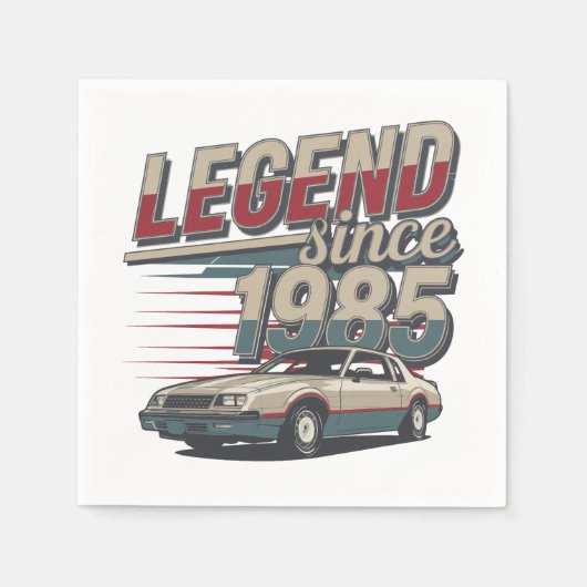 ヴィンテージカー伝説 – 1985誕生日ギフト スタンダードカクテルナプキン (正面)