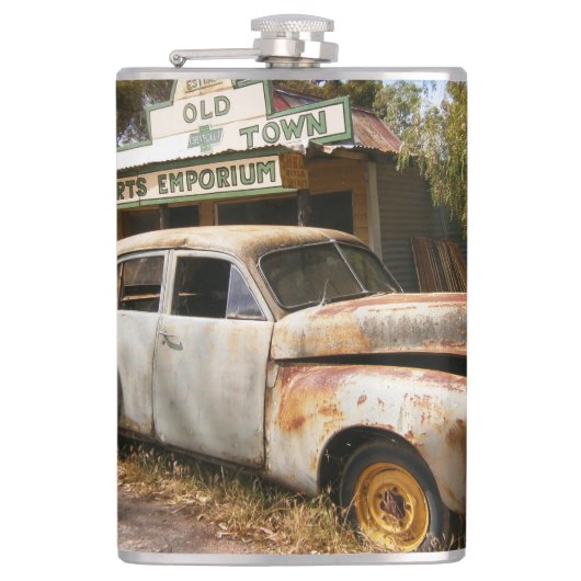 ヴィンテージカー及びガレージ、スキットル フラスク (正面)