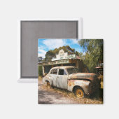 ヴィンテージカー及びガレージ、冷蔵庫用マグネット マグネット (正面/裏面)