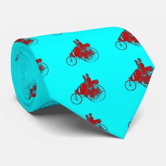 ヴィンテージカー収集，赤，青のターカーゼ，ティール（緑がかった色） ネクタイ (ロール)