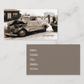 ヴィンテージカー引取サービス 修理店 セピア レトロ 名刺 (正面/裏面)