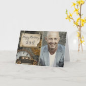 ヴィンテージカー愛好家 | ハッピーバースデーパパ写真 カード (黄色い花)
