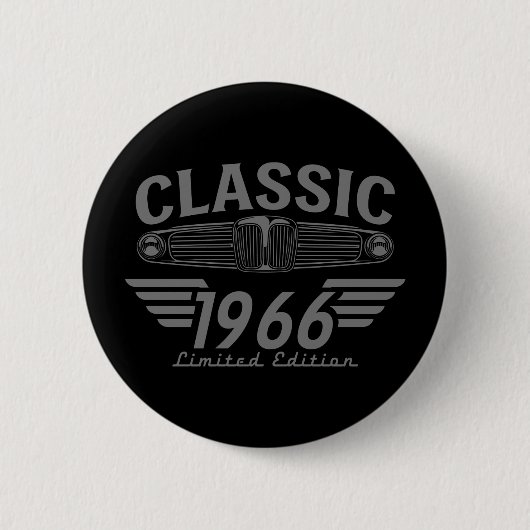 ヴィンテージカー愛好家 1966年製 60歳の誕生日 缶バッジ (正面)