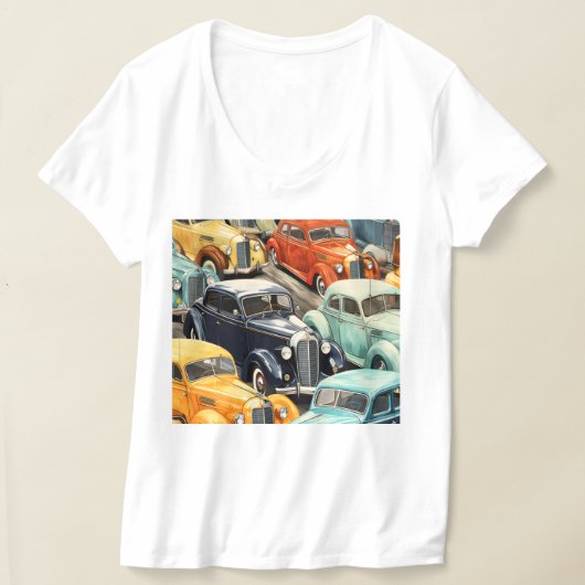 ヴィンテージカー柄 Tシャツ (レイダウン)