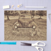 ヴィンテージカー素朴アンティークセピアブラウンデクページ 薄葉紙 (クラフト)