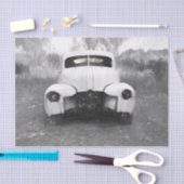 ヴィンテージカー素朴アンティークブラックアンドホワイトアート 薄葉紙 (クラフト)