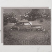 ヴィンテージカー素朴セピアアンティークオールドアートデザイン (正面/裏面)