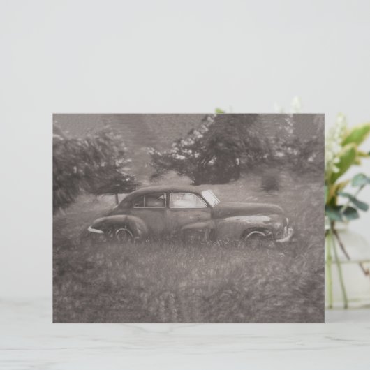 ヴィンテージカー素朴セピアアンティークオールドアートデザイン (スタンド正面)