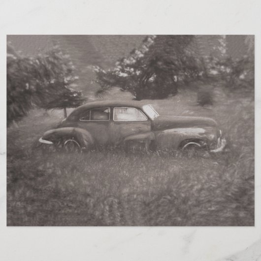 ヴィンテージカー素朴セピアアンティークオールドアートデザイン (正面)