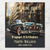 ヴィンテージカー誕生日 ワインラベル (シングルラベル)