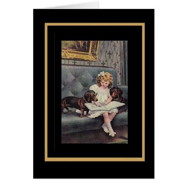 ヴィンテージカー読ド小さな女の子の犬 (正面)