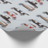 ヴィンテージカー赤い白い灰色の黒 ラッピングペーパー (角)